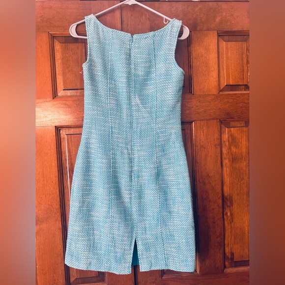 Talbots Petites Blue Tweed Sheath Dress - Size 4P - Textured Sleeveless Shift - Picture 4 of 10